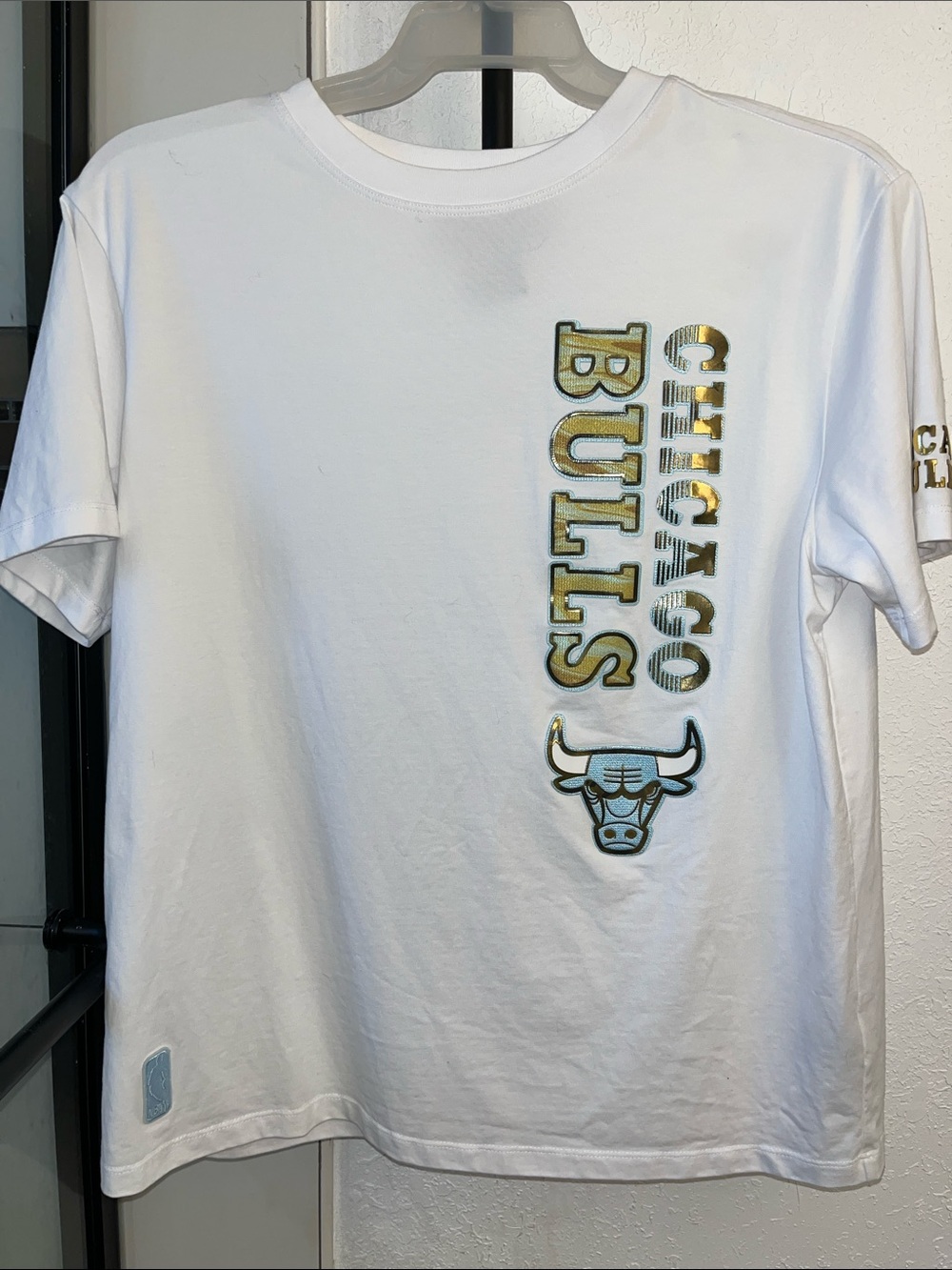 Chicago Bulls Men's Short Sleeve Graphic Tee - White with Metallic Accents